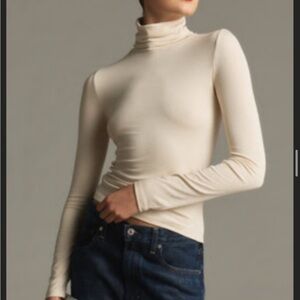 Anthropologie Cream Turtleneck Long Sleeve Top